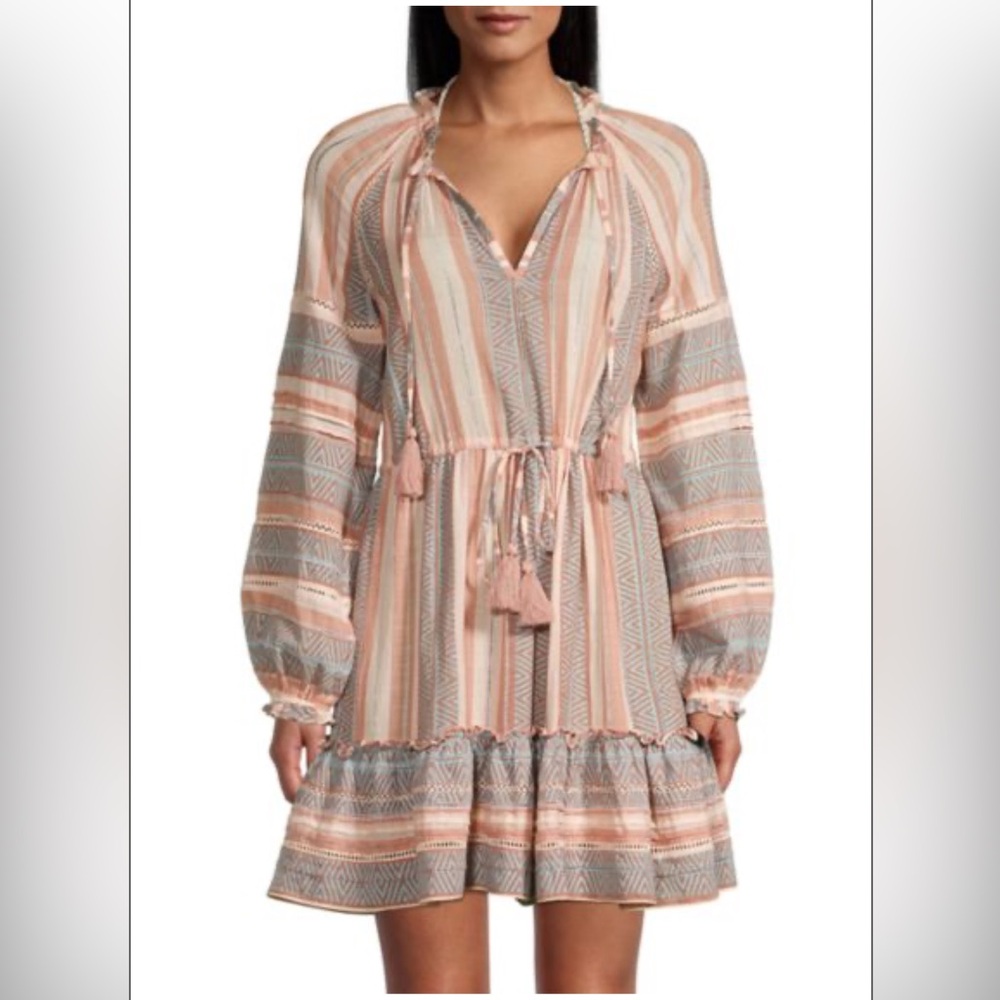Veronica Beard Danica Striped Boho Dress with Tassels
